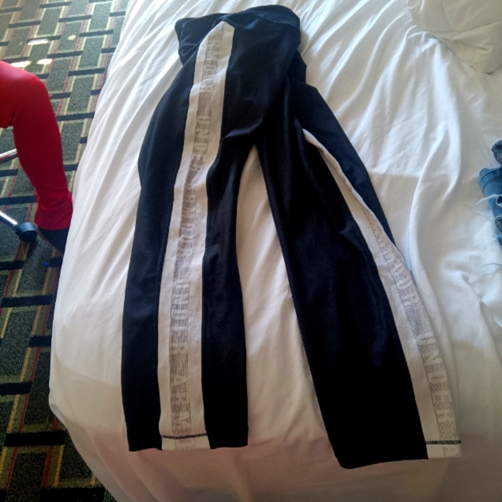 Under Armor Leggings Black  with White Stripes